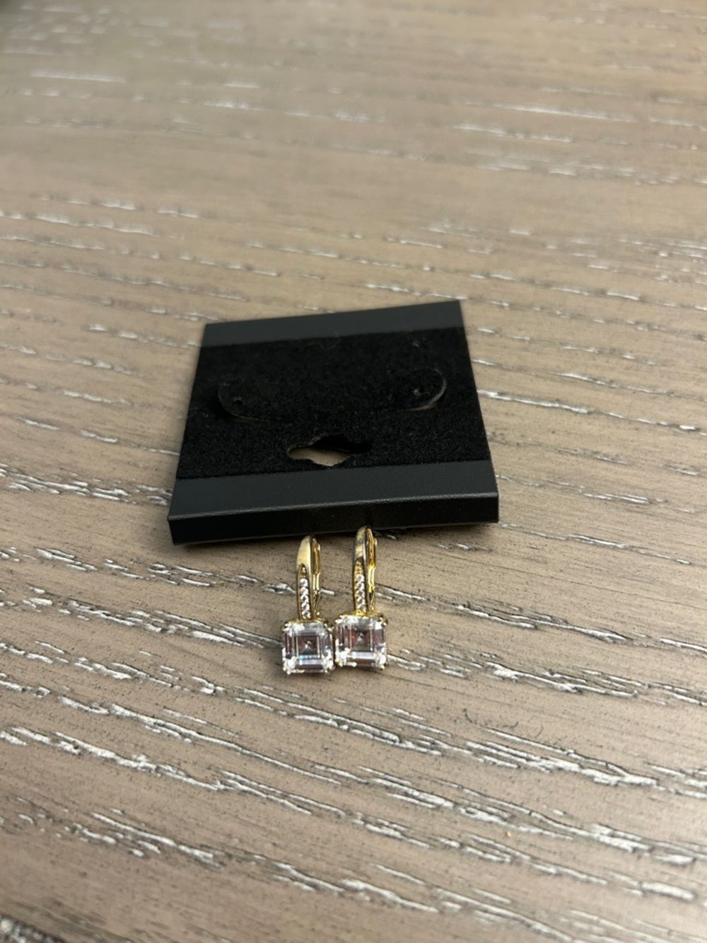 Gold-Tone Square Crystal Drop Earrings -Sterling Silver 925 14k gold platted